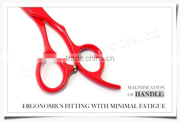 Fashion Red Teflon Coating Convex-edge Stainless Steel hair thinning shears