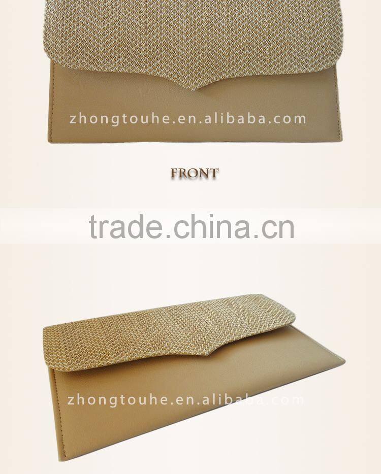 2015 wholesale vogue ladies PU/straw Messenger bag