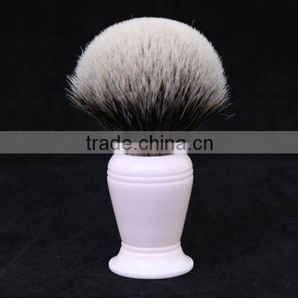 light pink handle white badger shaving brush
