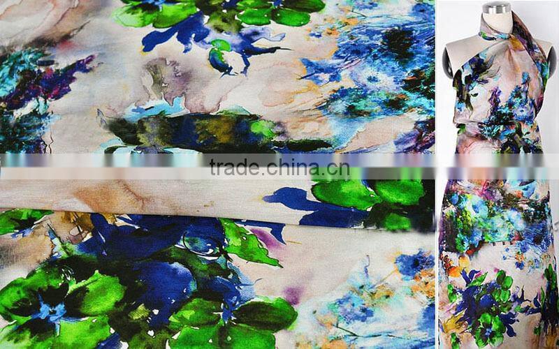 silk linen custom printed fabric for garment