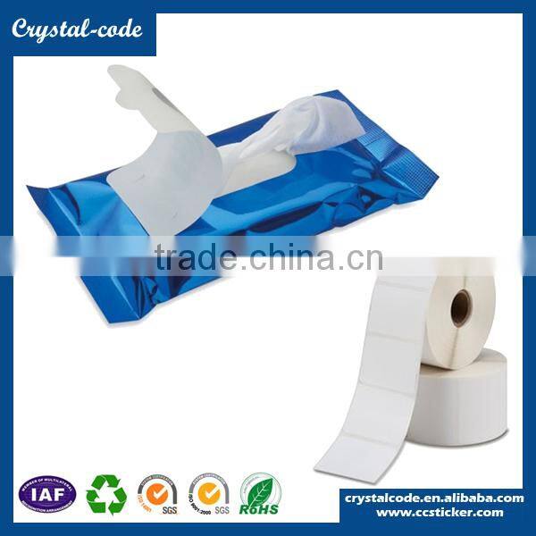 Waterproof removable adhesive sticker label paper, Baby wet wipe tissue sticker label, Easy remove adhesive stickers