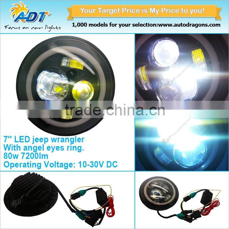 High bright 7200 lumen 7" LED Headlight Black 97-06 Jeep Wrangler TJ