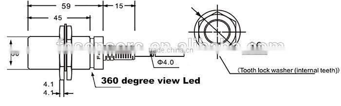 M30 DC10-30V PNP NC inductive proximity sensor switch