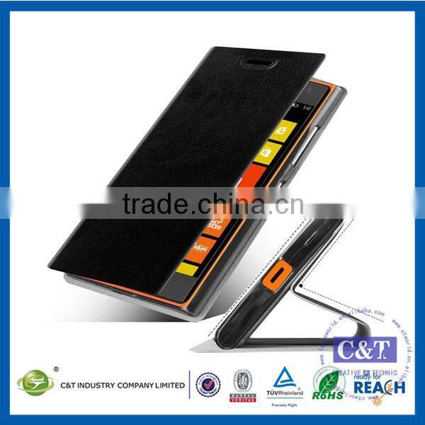 C&T Leather Wallet Stand Design Case Cover Credit Card Holder for Nokia Lumia 730