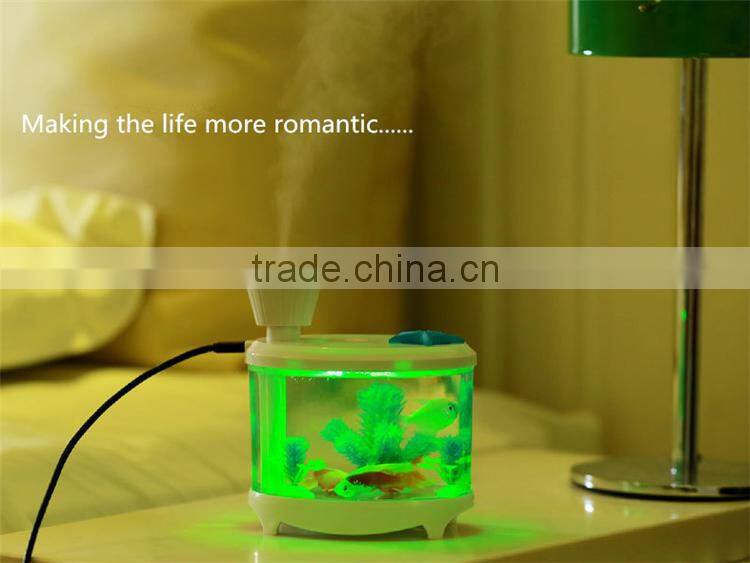 New arrival 3 in 1 usb mini humidifier night light fish tank mist diffuser for home office