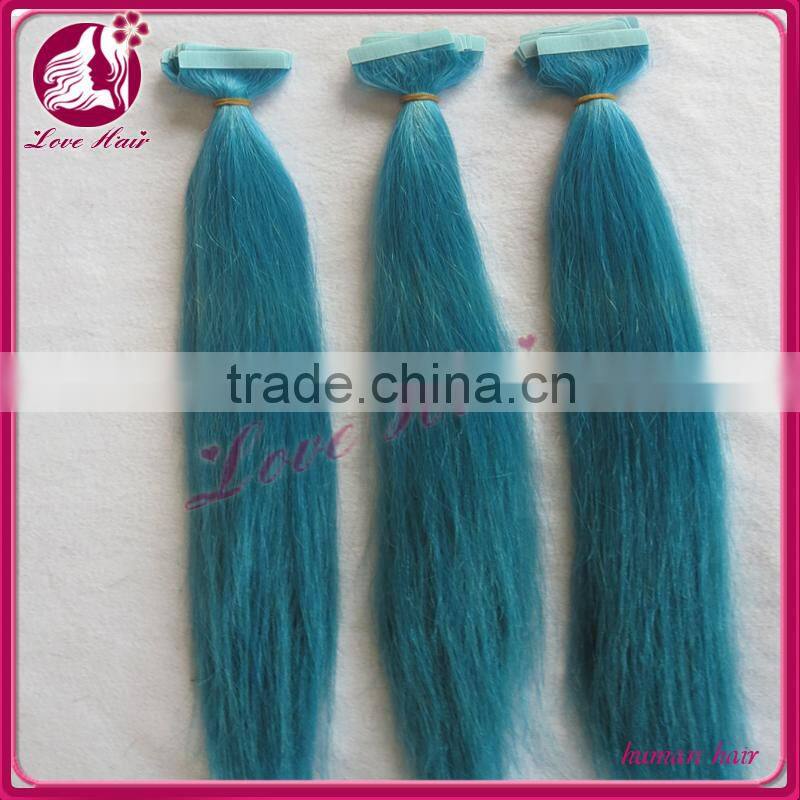 Cheap European hair, double drawn colorful ombre remy tape hair extension
