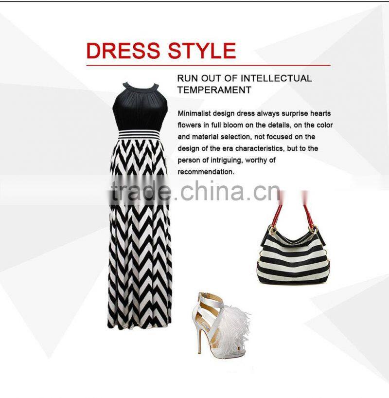 new summer wave stripe dress waist halter dress