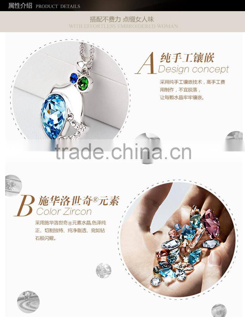 OUXI 2015 lovely chicken crystal necklace wholesale 10955