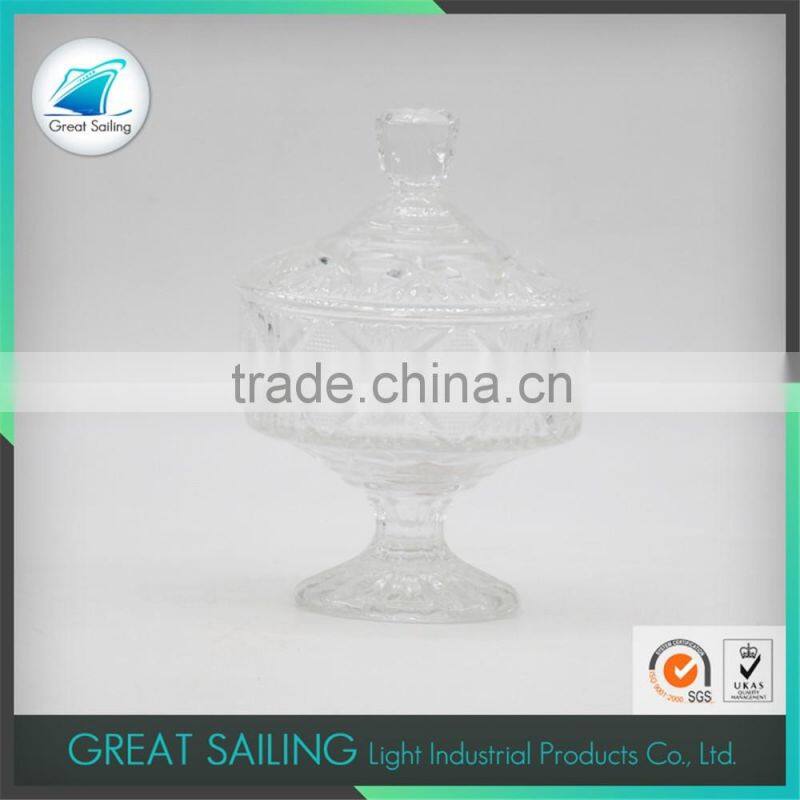 Diamond Crystal Glass Ice Cream Bowl with Glass Lid