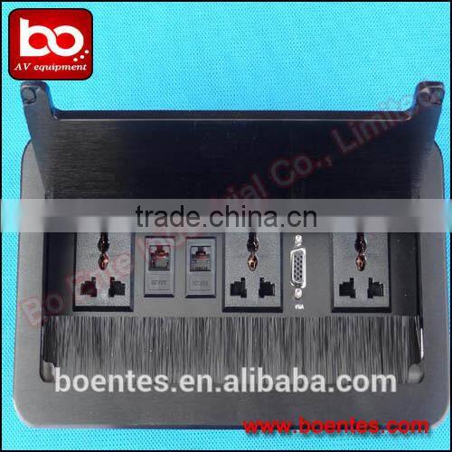 Aluminum Alloy Wire Drawing Panel Tabletop Flip Up Multifunctional Power Socket Box