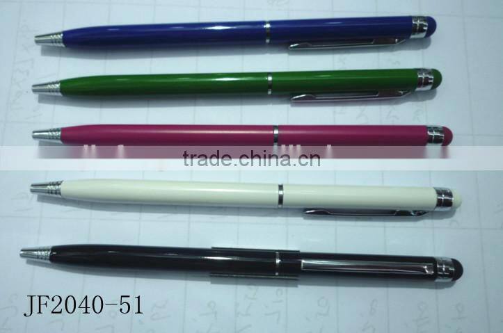 JF2040-51 new design metal ball point stylus pen, slim pen, twist action pen, promotional pen,hotel pen