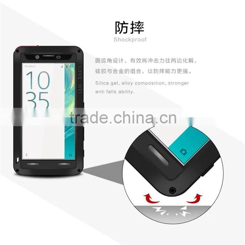 For Sony Xperia X Case Love Mei Powerful Rugged Waterproof Shockproof Dirtproof Case with Glass Metal Aluminum case