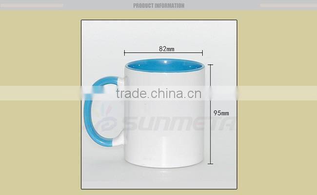 Wholesale white blank outside and color inside ceramic sublimation mug