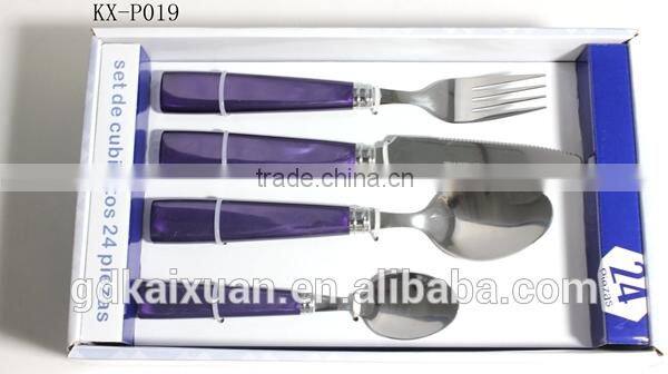 24PCS Plastic Handle Cutlery Set With PVC Box