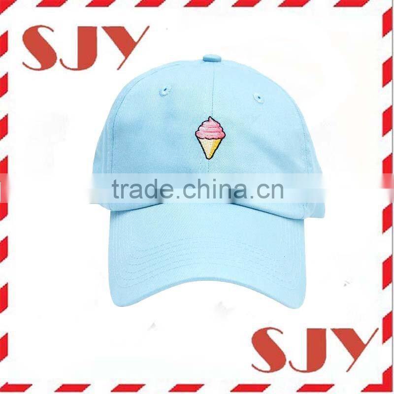 Custom embroidery low profile 6 panel short brim baseball cap