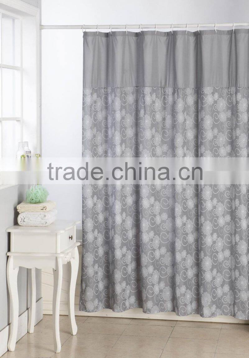 Printed Microfiber Shower Curtain Flower Design Fabric
