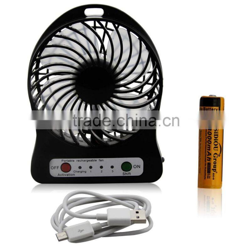 4 Inch 3 Speeds Portable Mini Fan USB Rechargeable Desk Fan Cooling Fan for Notebook Laptop Computer, Indoor and Outdoor Use