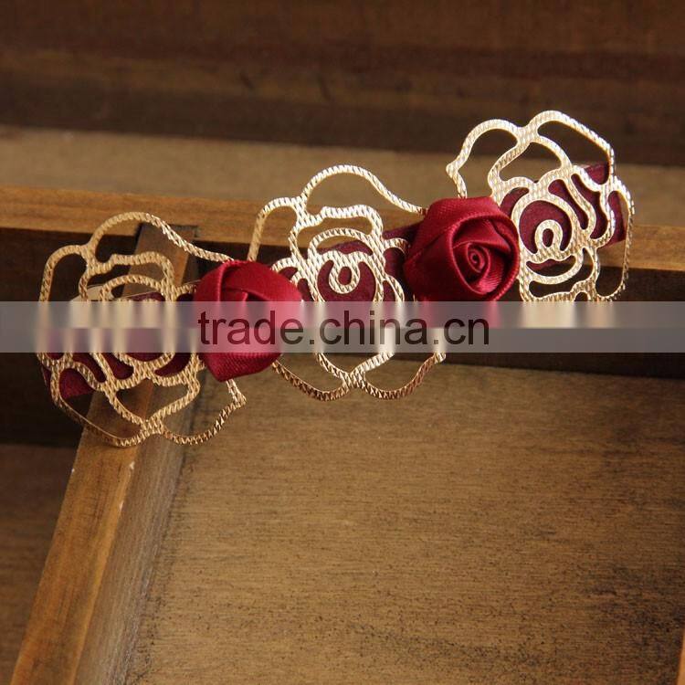 MYLOVE women alligator clips gold rose barrette