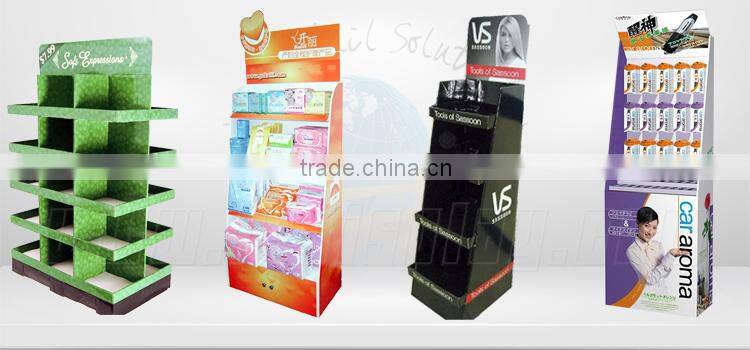 pos display for promation in store ,pos 3 tier store retail paper display stand ,popcorn store displays for advertising