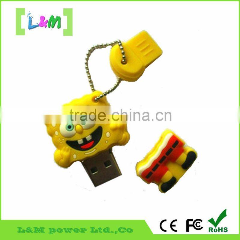 Hot Sale Free Sample silicon/SpongeBob usb flash memory drive