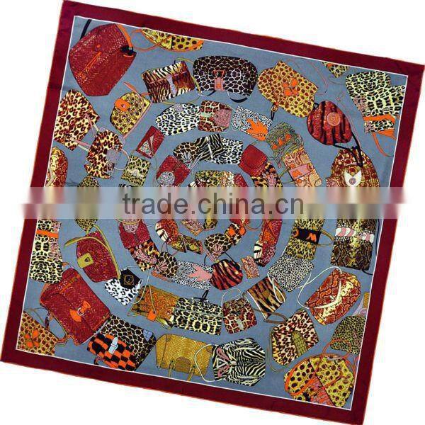 Newest Lady's Fashion Print Silk Twill Shawl