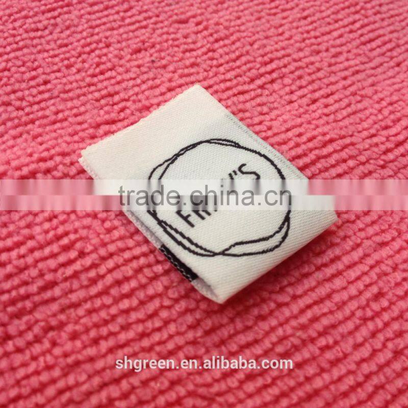 off white cotton woven label,center fold size woven tags