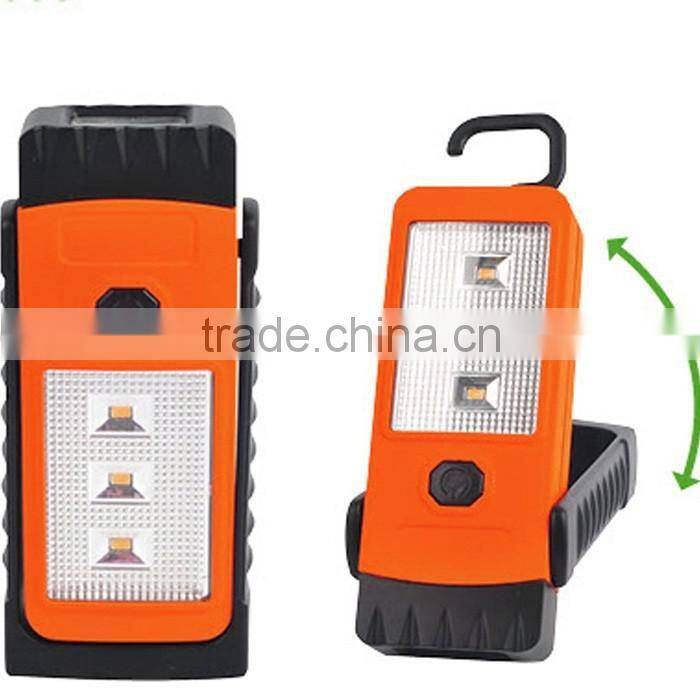 New product 360 degree rotate bracket 3 SMD+1W LED working light magnet and hook torch led flashlight work led light