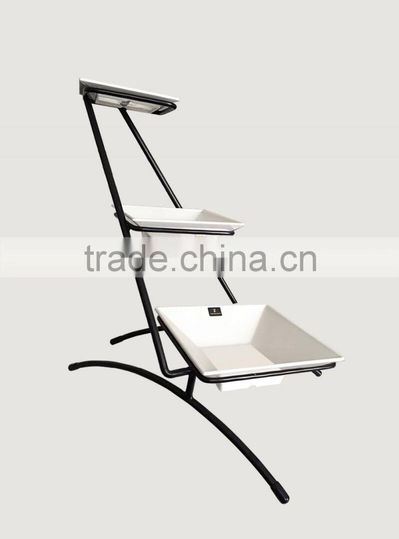 high quality cutomized unbreakable 100% melamine outdoor dinnerware with iron rack