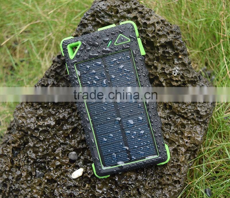 8000mah Rohs dual usb waterproof wholesale solar cellphone charger