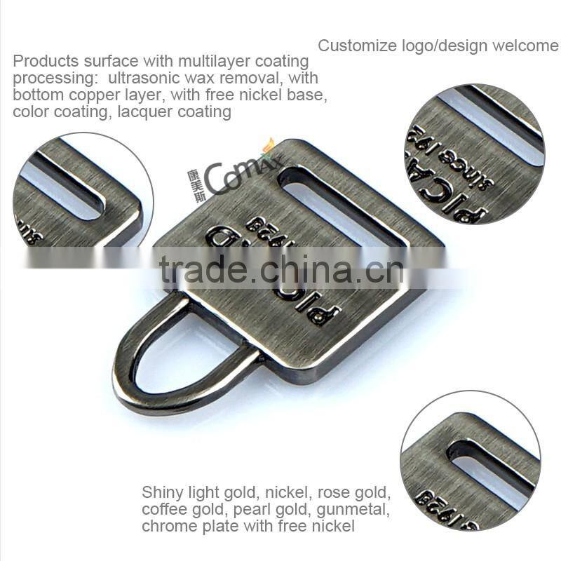 Mini rectangular alloy brush gun metal custom zipper puller