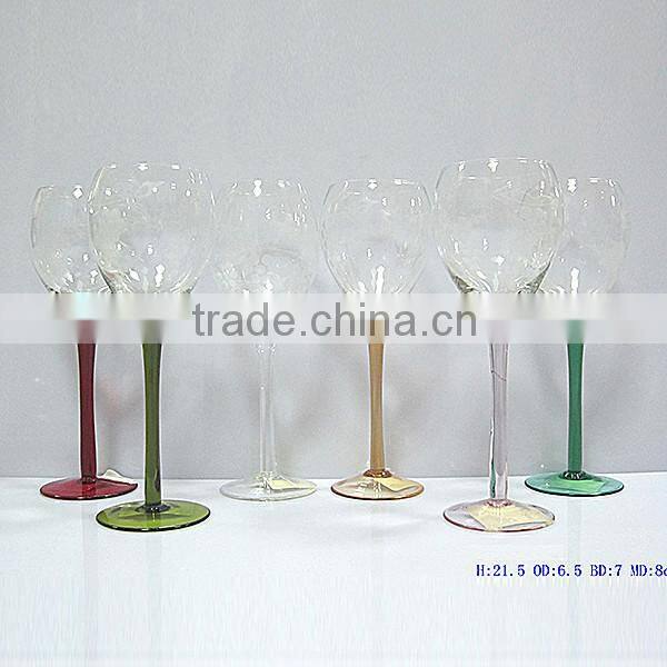 colored glass stemware, green stem clear wine glass