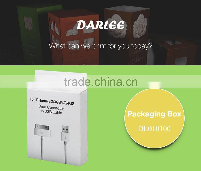 Print your logo foldable recyclable 300g white art paper cable packaging