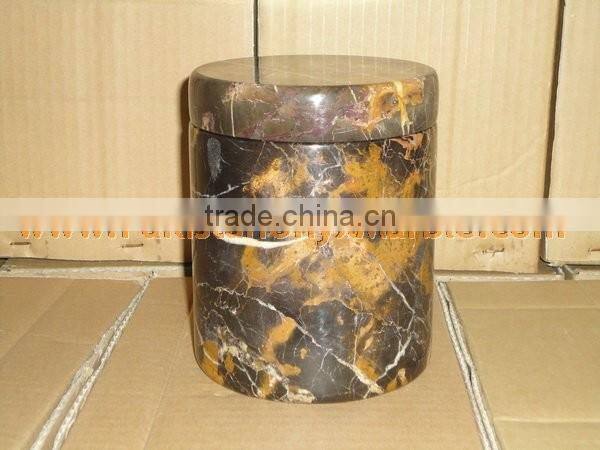 NATURAL STONE BLACK AND GOLD MARBLE URNS