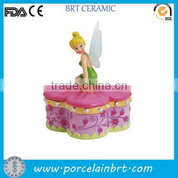 Hot sale ceramic fairy pink trinket box Wedding Door Gift