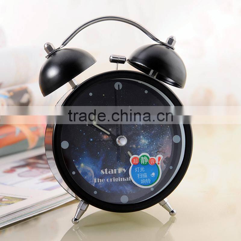 Supply Fashion colorful ultra-quiet with light Twin Bell alarm Clock --Black Santa Claus