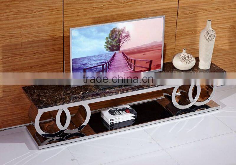 Marble Top Stainless Steel Maxim TV Stand