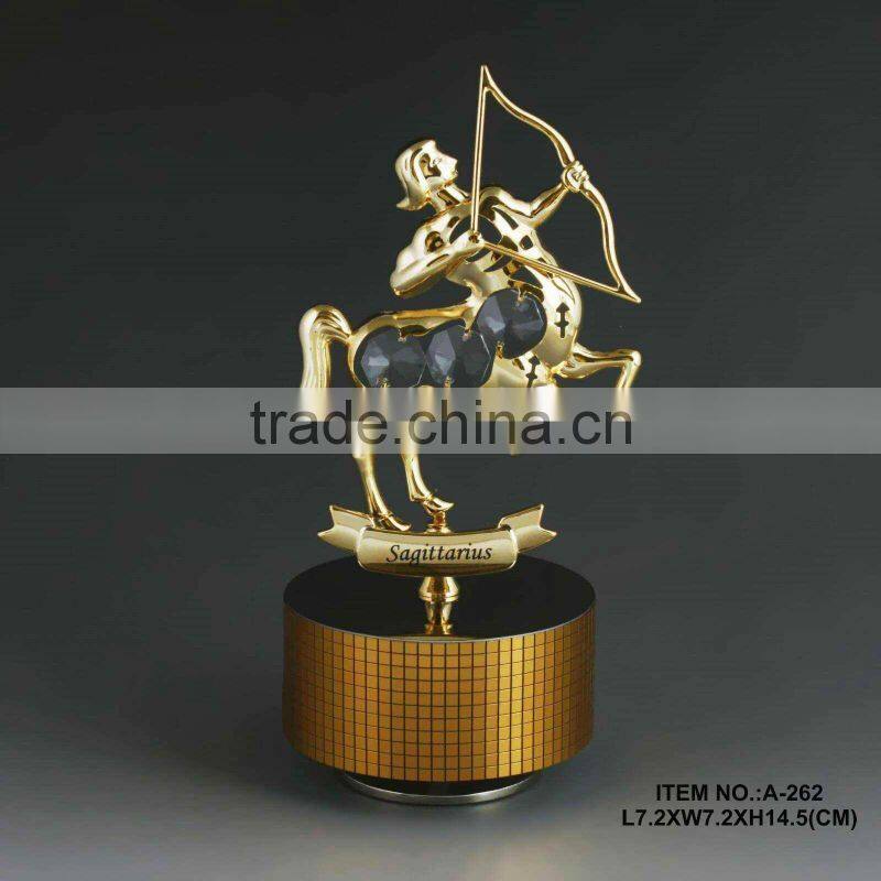 Good Quality 24K gold plated Zodiac Leo Music Box made with swarovski elements