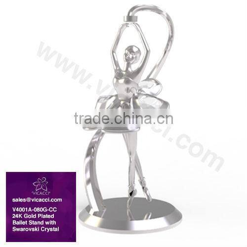 High Quality Gold Plated Decorative Ballet Figurine with crystals from swarovski