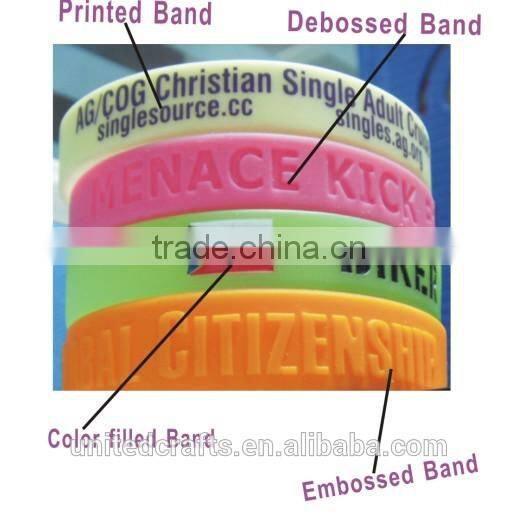 Colorrful debossed and embossed Silicone Wristband