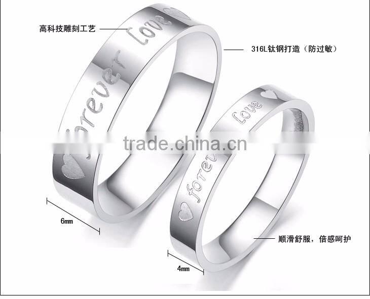 Cheap custom 316L titanium stainless steel forever love ring