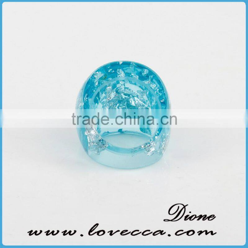 Preserved flowers in resin , handmade jewelry dried flower resin rings , blue eco-resin ring