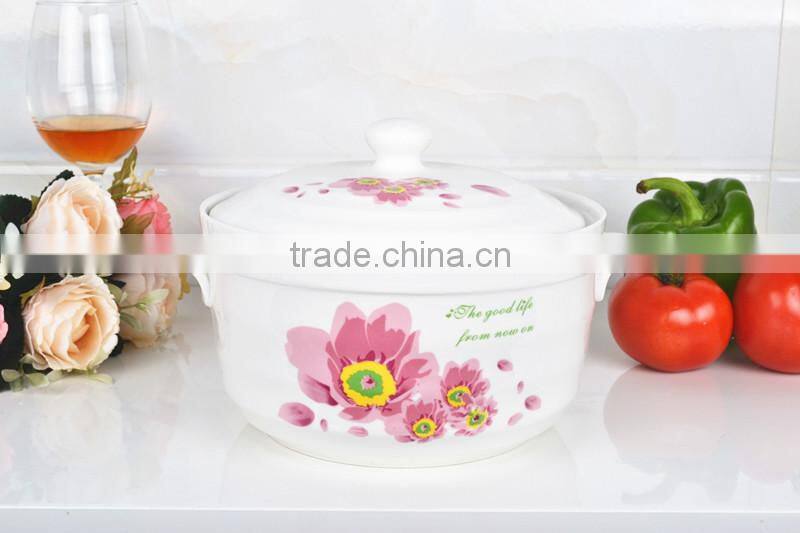 8" microwave porcelain saucepot with lid