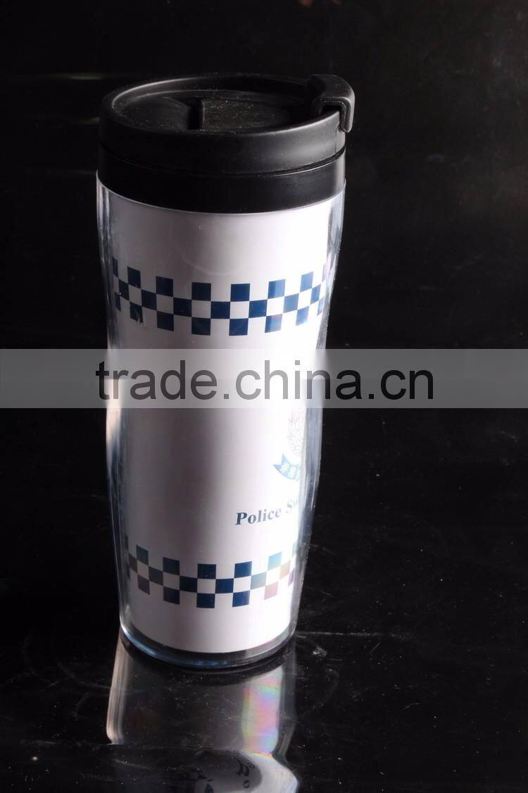 12oz BPA Free Paper insert Double Wall Plastic Tumbler/ thermo mug