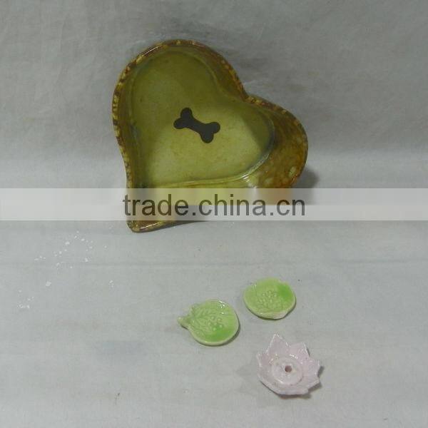 Heart Shape Ceramic Dog Bowl