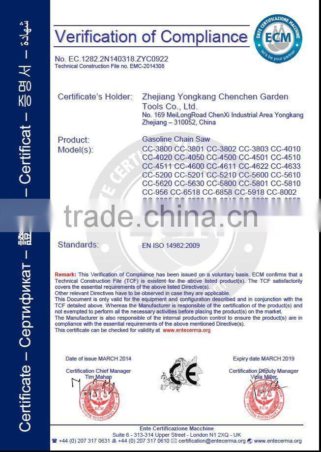 High Power 52cc /52cc CC-6518 Petrol Chain saw - 20" Bar with CE