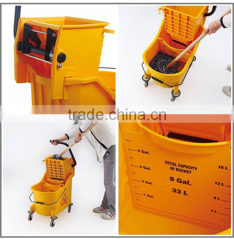 Red Wringer bucket ,Mop Bucket with Wringer,bucket with divider33L