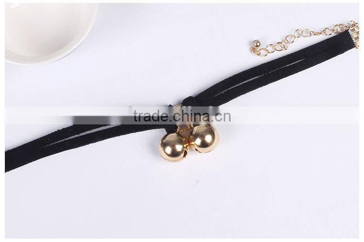 gold bell charms suede leather bracelet