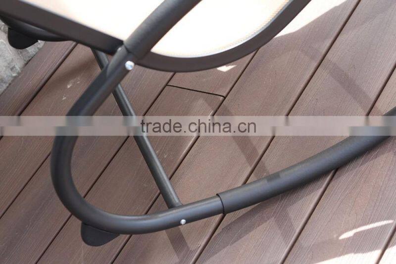 Patio Leisure Aluminum Tan Outdoor Rocking Chair with Headrest