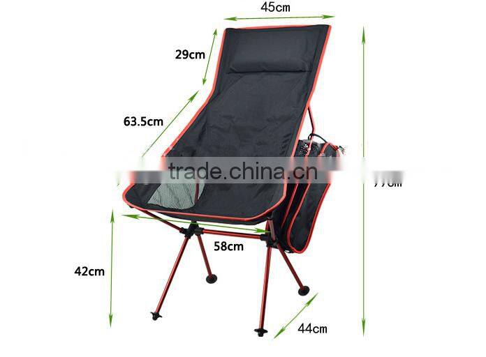 2016 new outdoor aluminum alloy extended edition moon chair folding portable fishing chair director chair with pillows