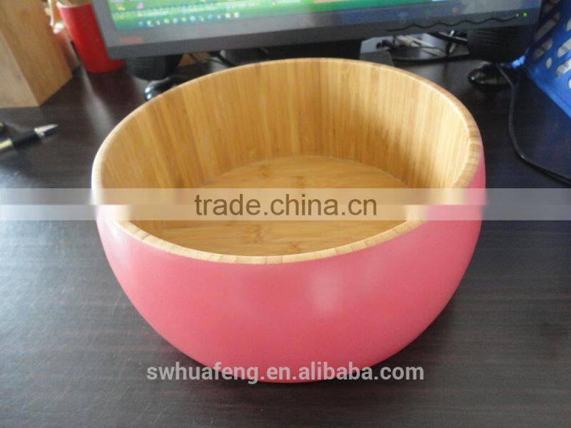Hotest colored bamboo round salad bowl made in factory